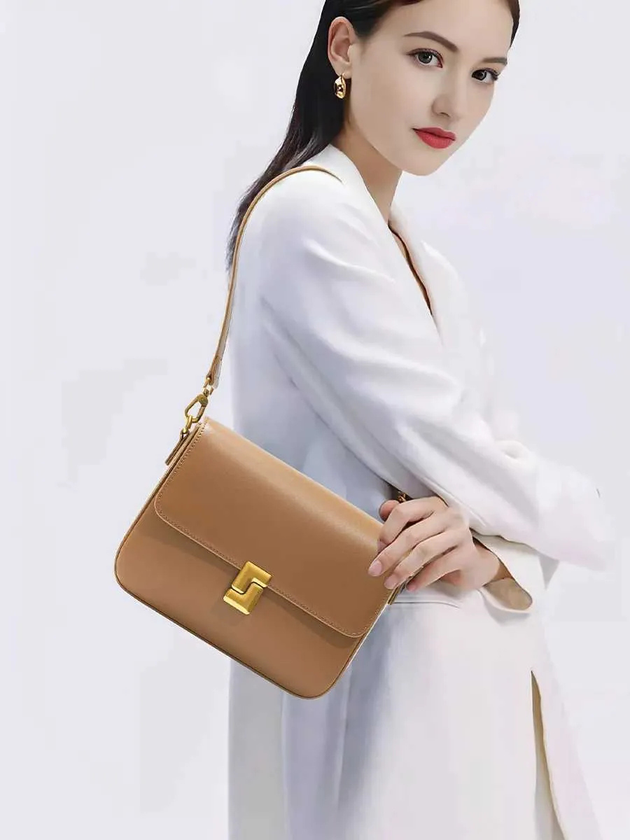 Leather Small Shoulder Crossbody Bags For Women Designer Purses Square Ladies Handbags