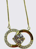 TKJ Platinum Silver Necklace with Moissanite Diamond Gift for Her Interlocking Circle Necklace with Circle Loop (1 Carat)