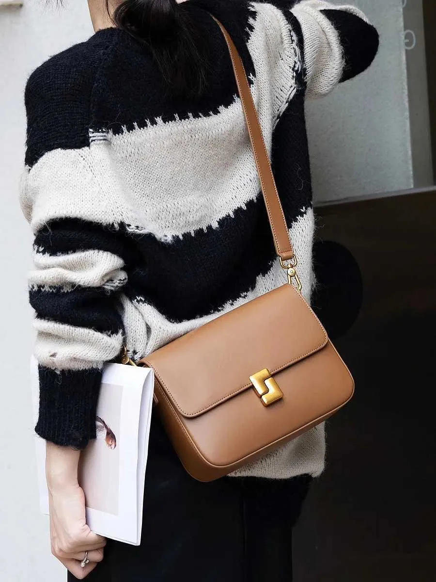 Leather Small Shoulder Crossbody Bags For Women Designer Purses Square Ladies Handbags