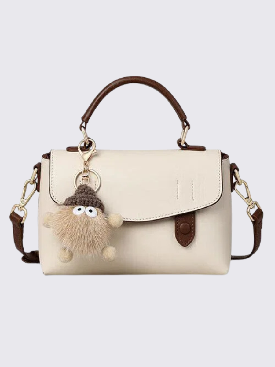 Elegant Color Block Flap Handbag, Mini Multi-Function Fashion Casual Crossbody Bag For Women, Decorated With Fur Ball Pendant, Suitable For Shopping, Work, Dating, And Casual Walks